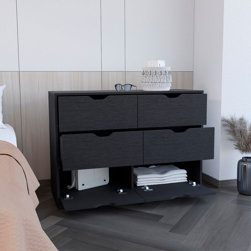 DEPOT E-SHOP Houma 4 Drawer Dresser with 2 Lower Cabinets, Drawer Chest