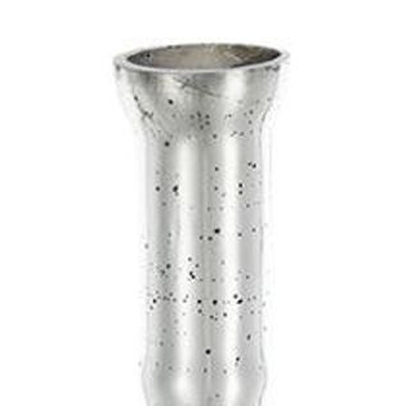 HomeRoots 25" Antiqued Silver Floral Glass Bottle Table Vase image number 3