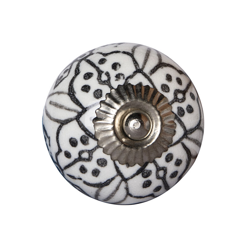 HomeRoots Set of Eight Black And White Ceramic And Metal Drawer Pull Knobs image number 0