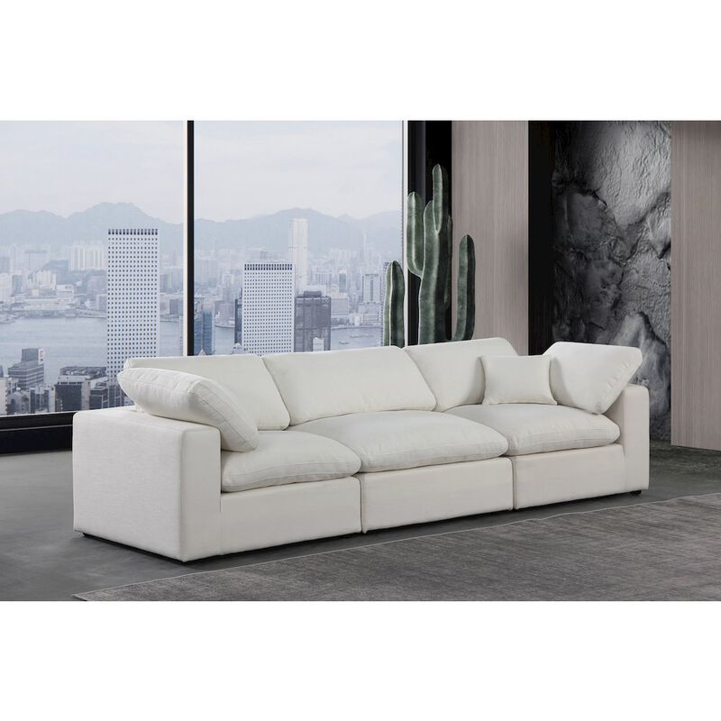 Meridian Furniture Comfy Cream Linen Textured Fabric Modular Sofa
