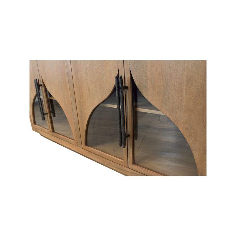 Alex Hamilton Kate 4-Door Sideboard with Solid Wood, Acacia, Iron Handles, Natural Finish