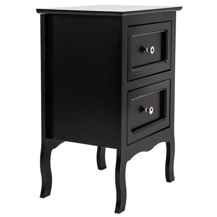 Spacious Country Style Two-Tier Night Table for Bedroom Organization