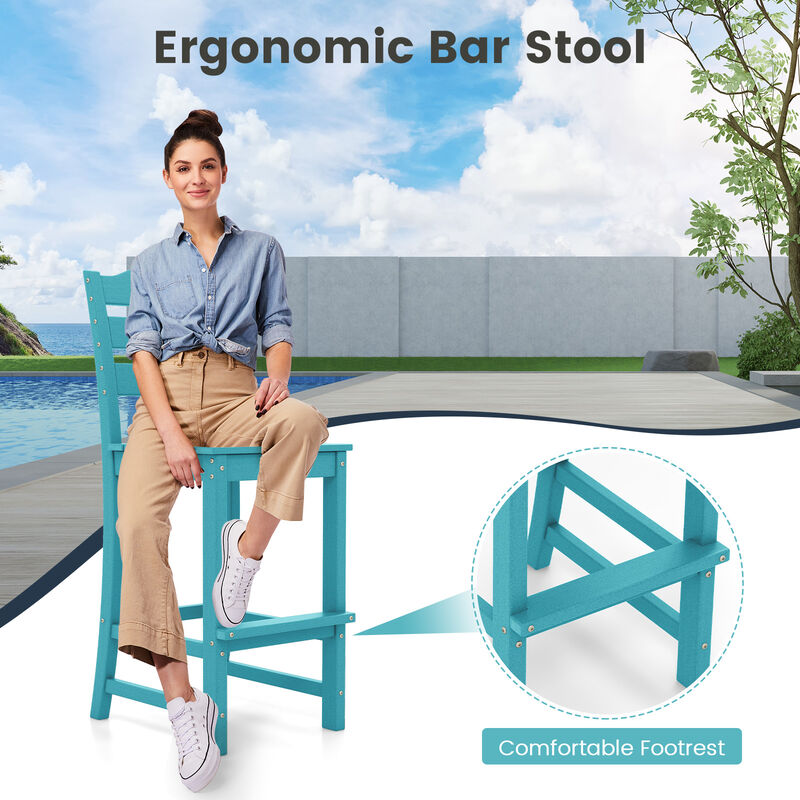 Counter Height HDPE Bar Stool with Backrest and Footrest