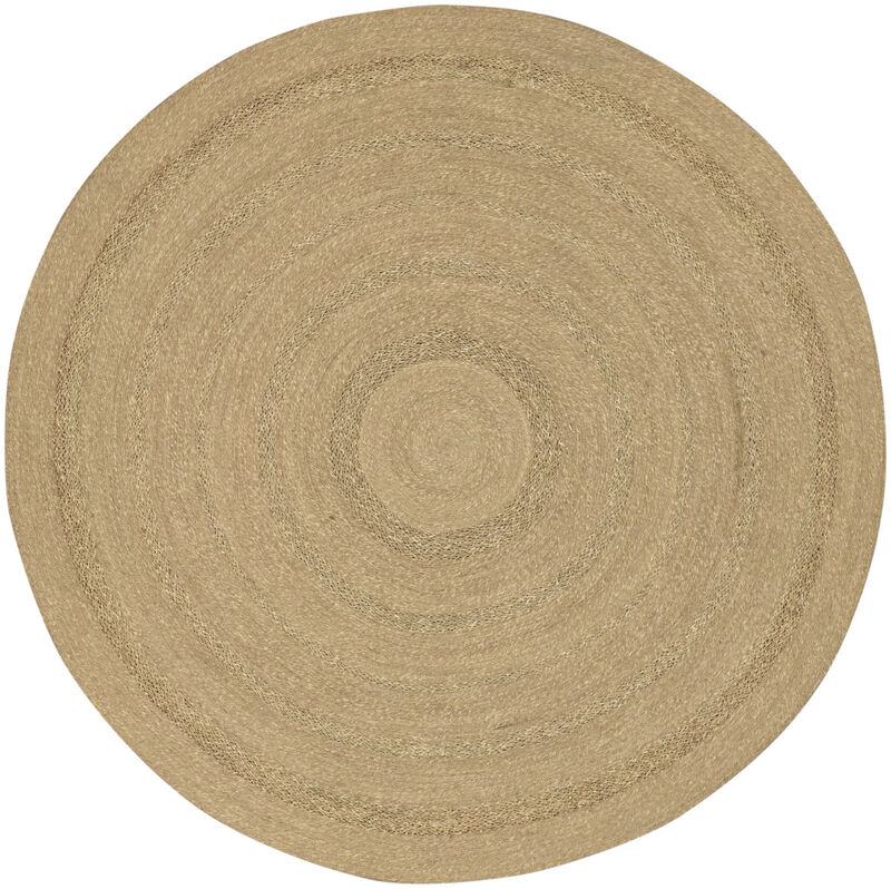 HomeRoots 6' Natural And Brown Round Handmade Indoor Outdoor Area Rug image number 0