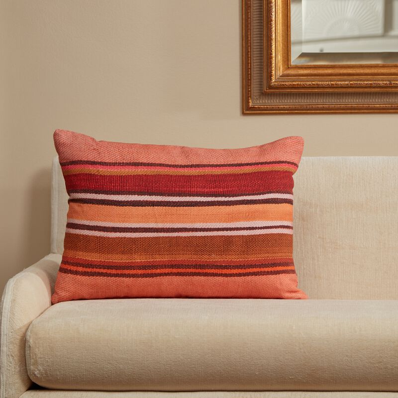 Coral Stripe Pillow image number 1