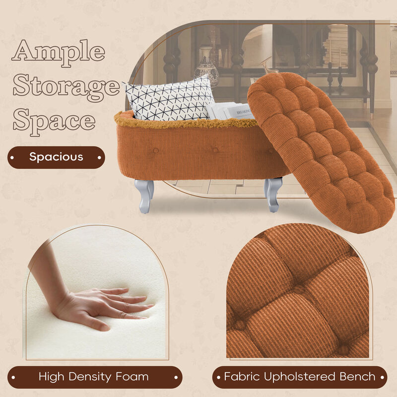 Merax Tufted Storage Bench with Tassel Accents