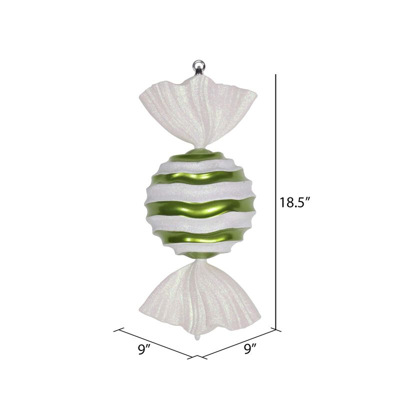 Vickerman 18.5" Lime-White Striped Wave Candy Christmas Ornament image number 1