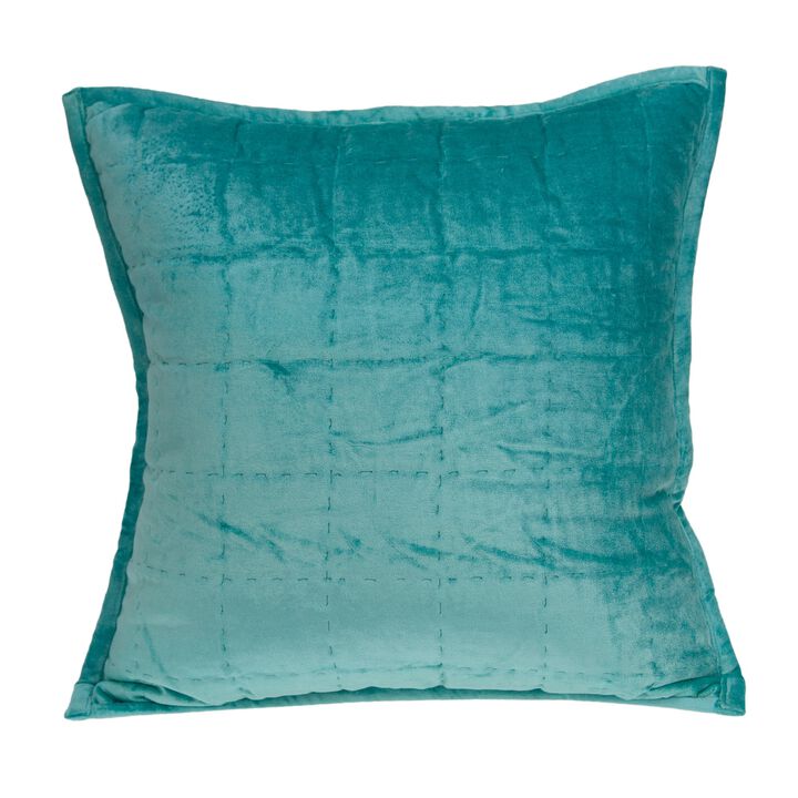 20&rdquo; Aqua Handloom Quilted Throw Pillow