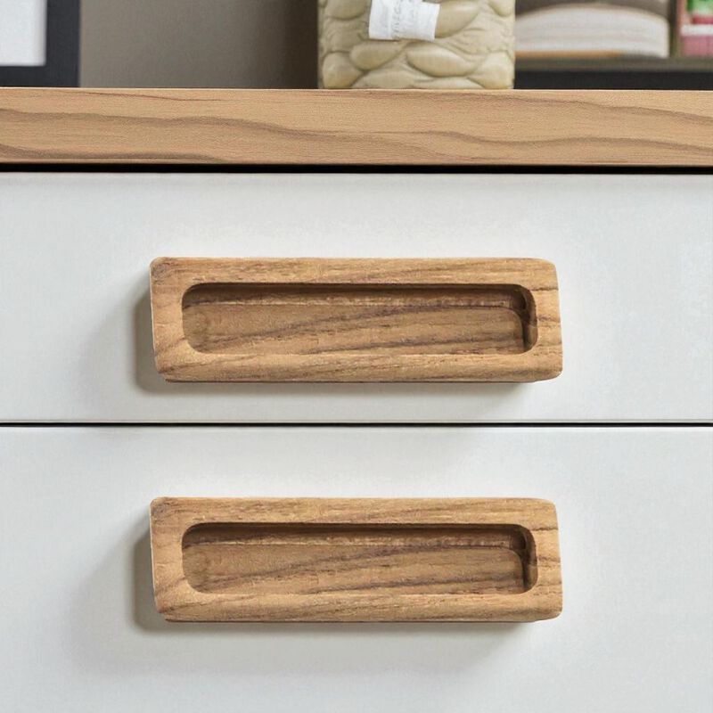 HomeRoots Set of Two Brown Teak Wood Drawer Pull Knobs image number 1