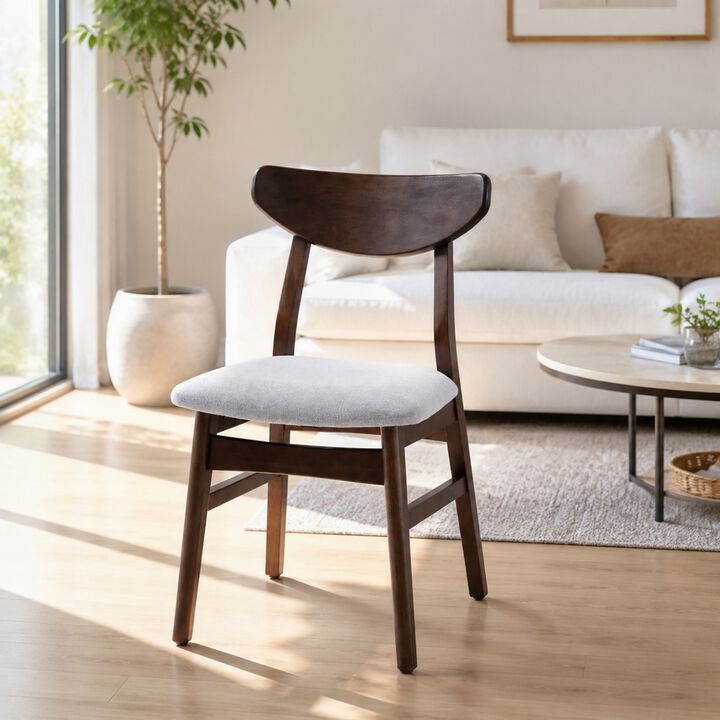Whisen 2-Piece 19.8inch Upholstered Dining Chairs, Solid Rubber Wood Mid-Century Modern for Living Room Kitchen