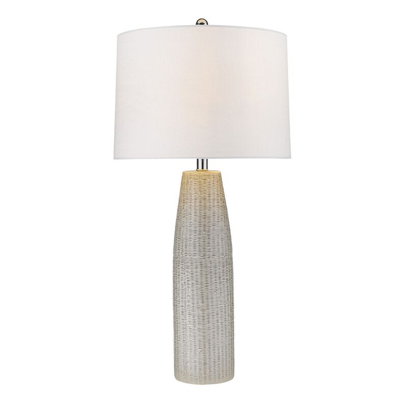 Hivvago 33" Light Gray Ceramic Table Lamp With White Drum Shade