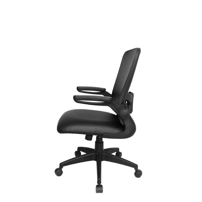 Swivel Task Chair, Flip Arm, Height Adjustable, Black Antimicrobial Vinyl image number 4