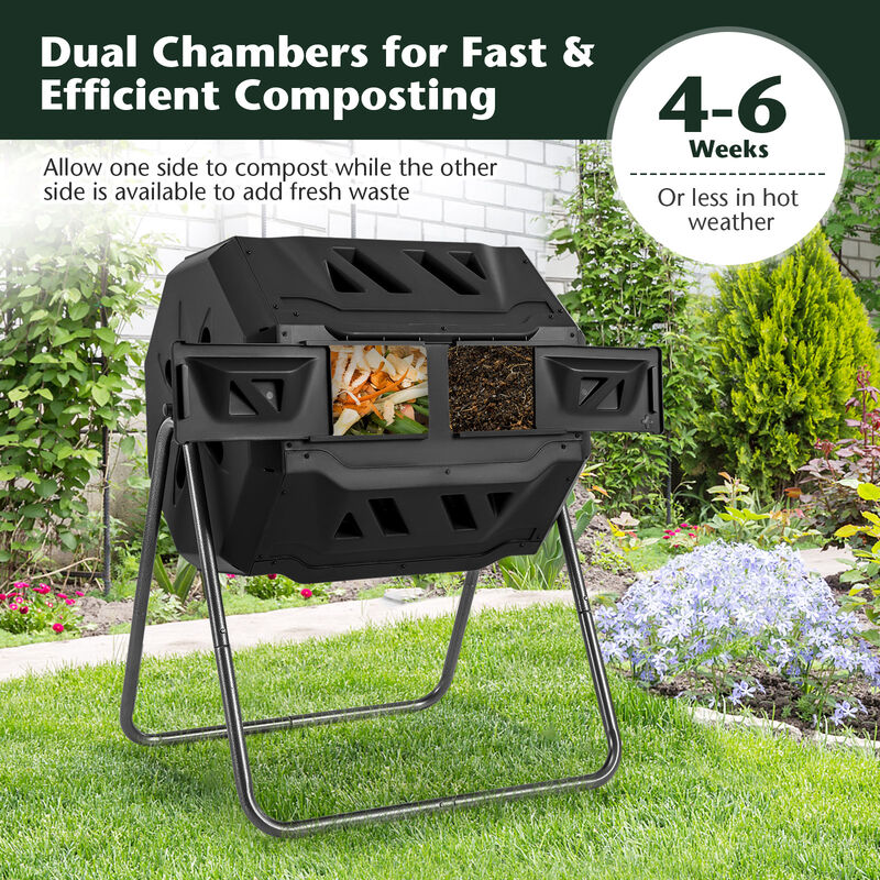 Rotatable Tumbling Composter with 2 Sliding Doors for Efficient Composting image number 5