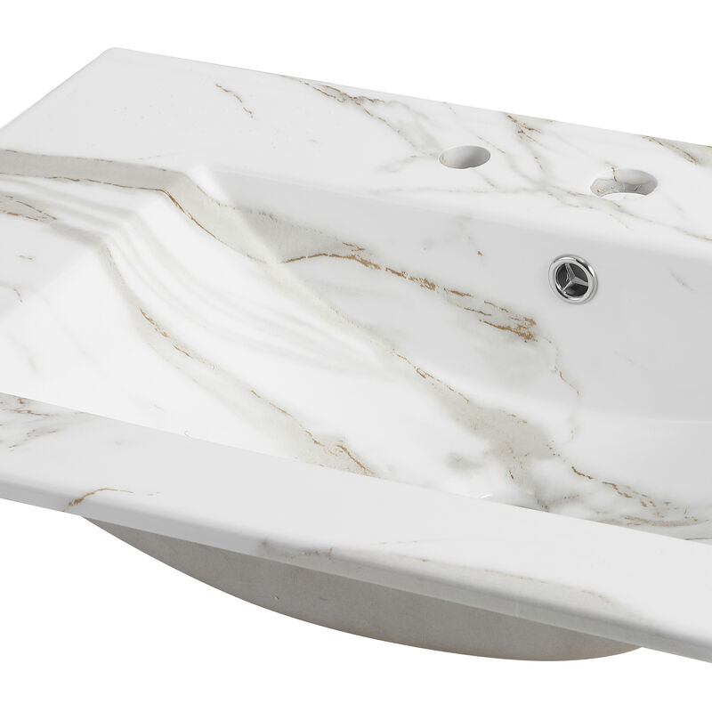 Ancillary 3-Hole Classic Contemporary Rectangular Ceramic Single Sink Basin Vanity Top