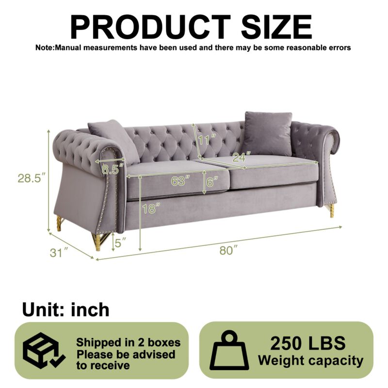 Brast Velvet Chesterfield Sofa image number 9