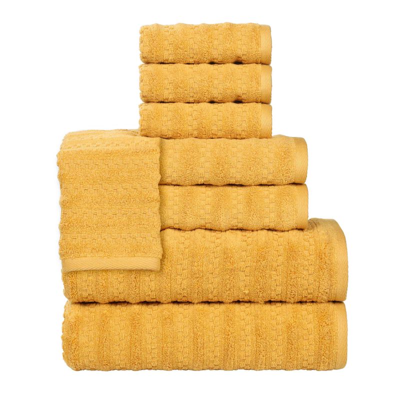 Zero Twist Cotton Waffle Stripe Towel Set Plush Absorbent Towels image number 0