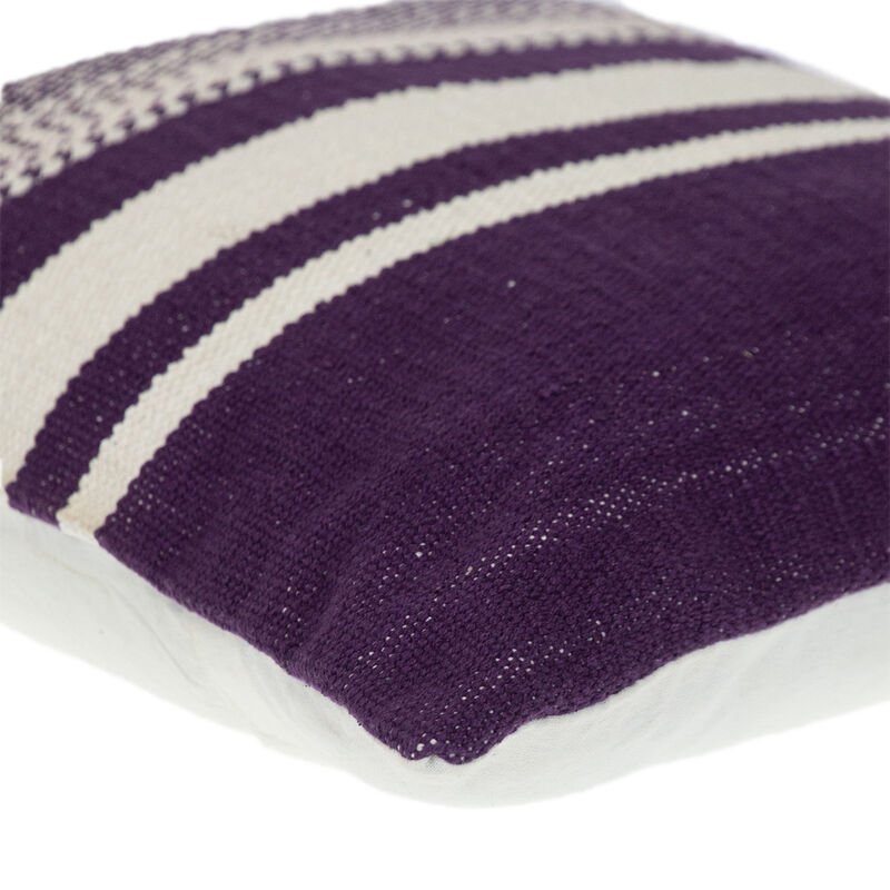 HomeRoots 18" Purple and White Cotton Throw Pillow image number 4
