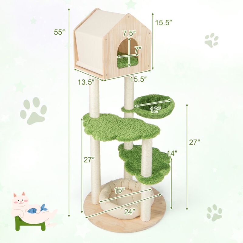 5-Tier Cat Tree Villa with Spacious Platforms and Cozy Resting Areas