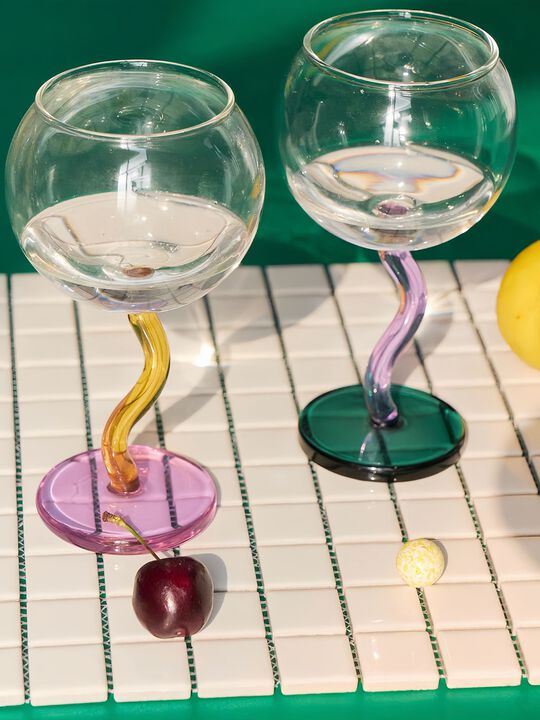 Handblown Bubble Wine Glass