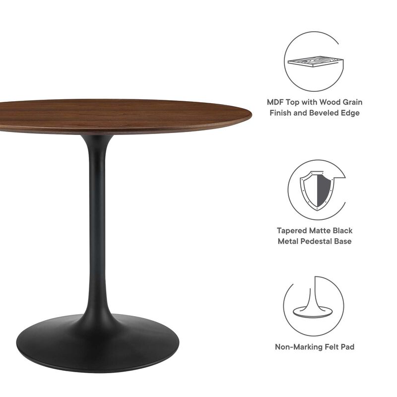 Modway - Lippa 36" Round Wood Grain Dining Table Black Walnut