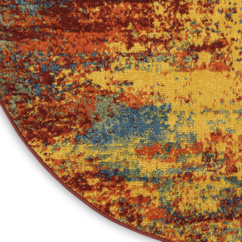 HomeRoots Round Abstract Indoor Outdoor Area Rug image number 4