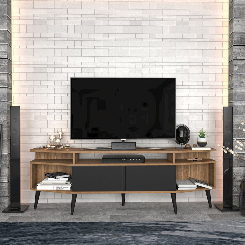 Decorotika Dennis Tv Stand - Walnut & Black