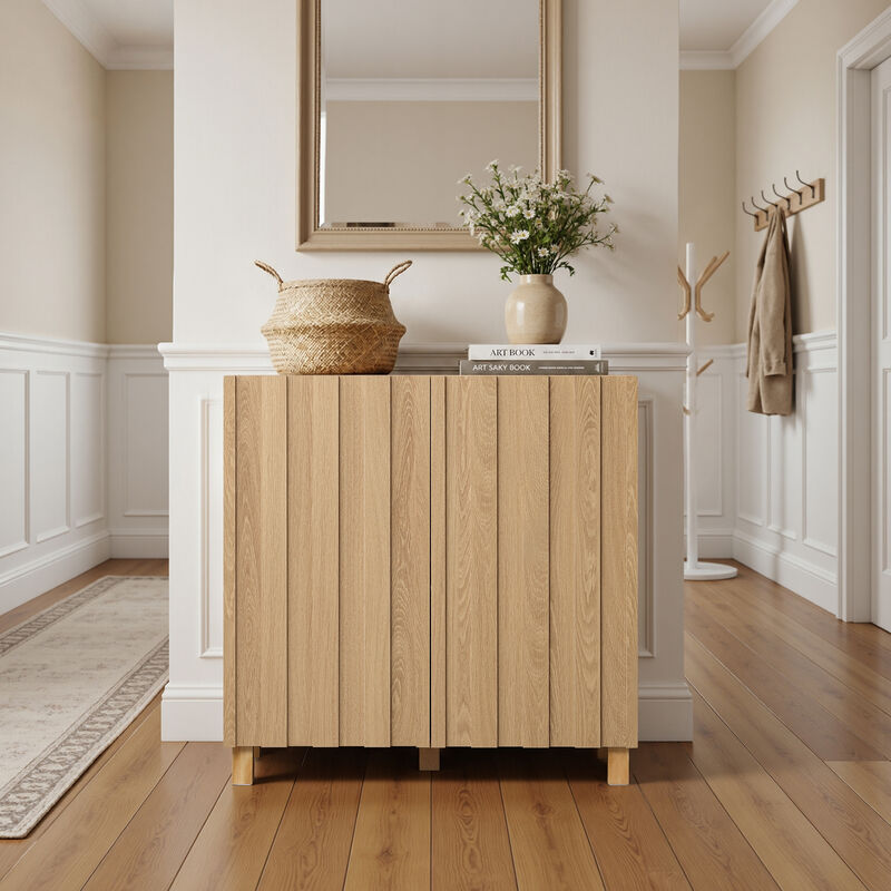 31" Fluted 2-Door Wood Storage Cabinet image number 2