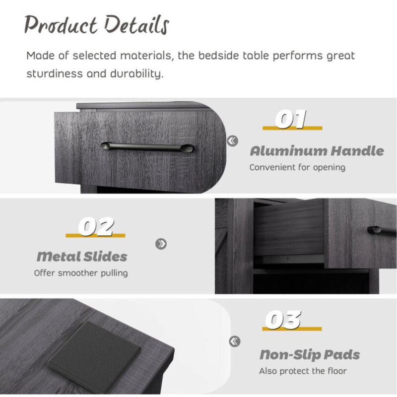 Hivvago Compact Nightstand with Drawer and  Shelf