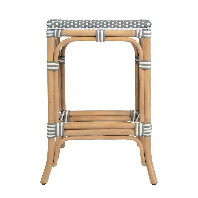 Butler Specialty Laguna 24.5 in. Seat Height Rattan Counter Stool, Gray and White image number 4