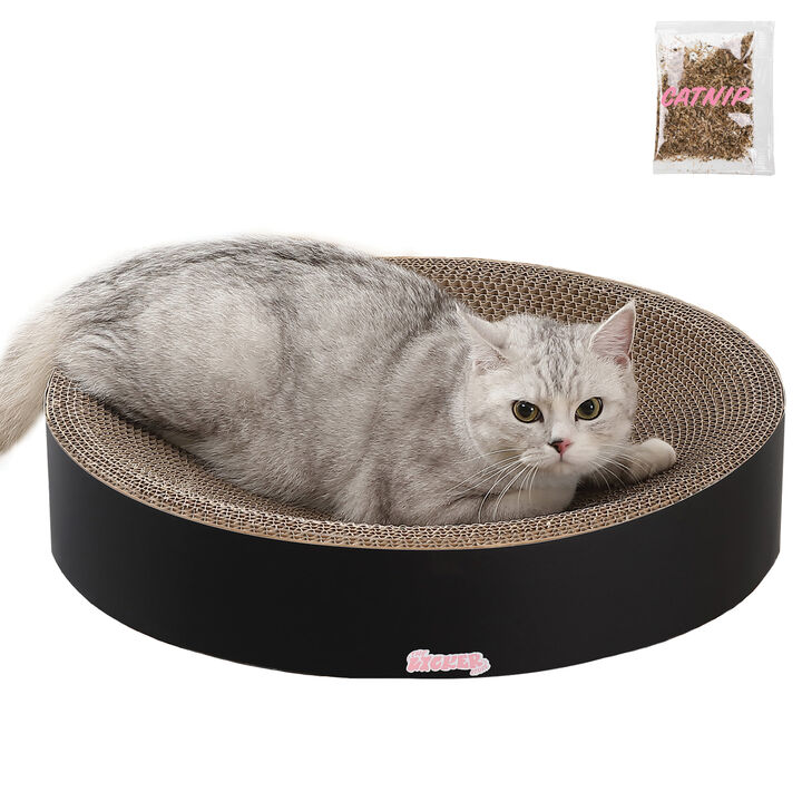 Nelson Modern Cardboard Round Bowl Cat Scratcher with Catnip