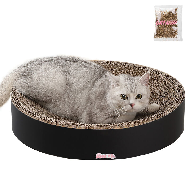 Nelson Modern Cardboard Round Bowl Cat Scratcher with Catnip