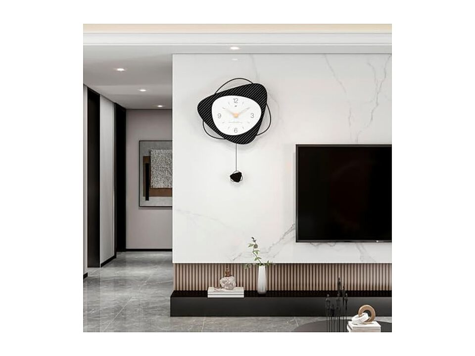 Black Pendulum Metal Wall Clock 16 Inch Silent Non Ticking Modern