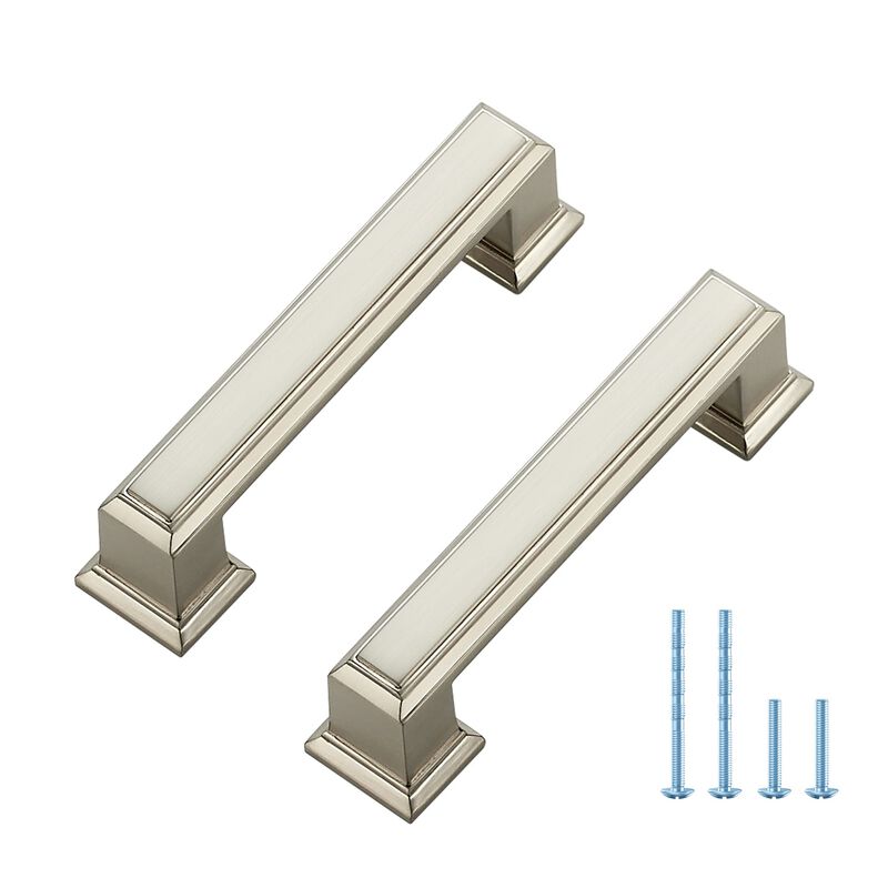 5 Pack Kitchen Cabinet Pulls Square Drawer Pulls 3 Inch Hole Center Cabinet Handles Brushed Nickel Drawer Pulls Kitchen Cabinet