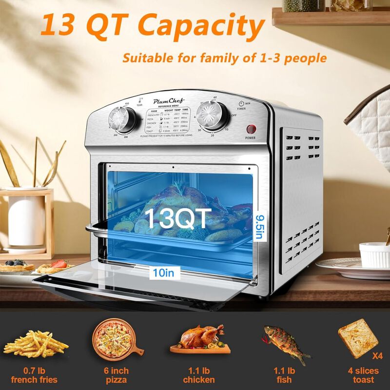 12.5 Quart 7-in-1 Convection Stainless Steel Toaster Oven with 5 Pre-Set Menus, 1500W image number 6