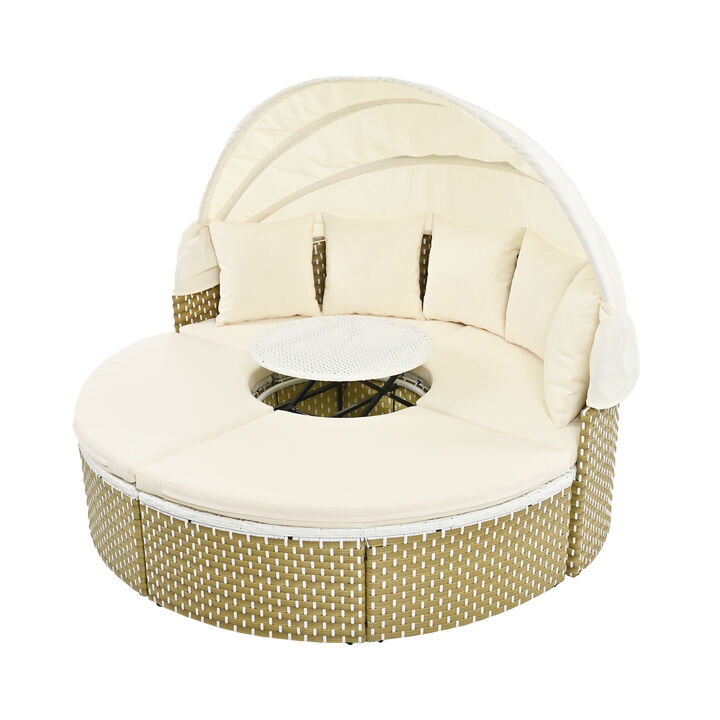 Whisen Round Outdoor Seating Set with Retractable Canopy