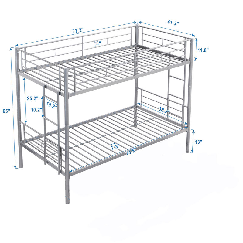 Merax Twin Over Twin Bunk Bed with Sturdy Steel Frame