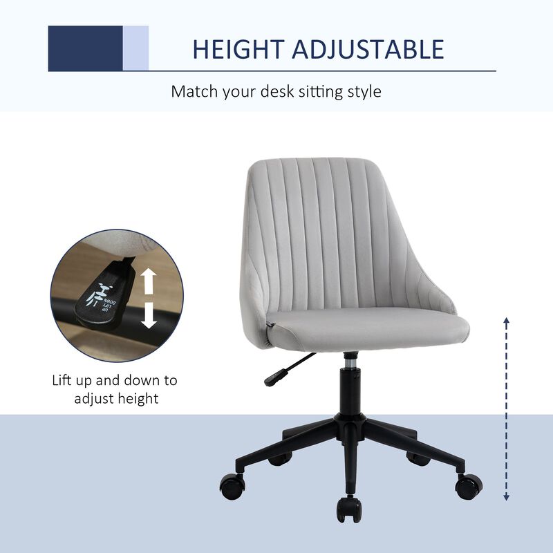 Slate Task Chair: Velveteen Swivel Mid-Back with Fluted Design