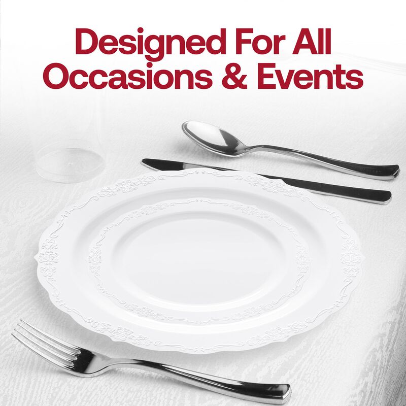 White Vintage Round Plastic Dinnerware Value Set (120 Sets) image number 7