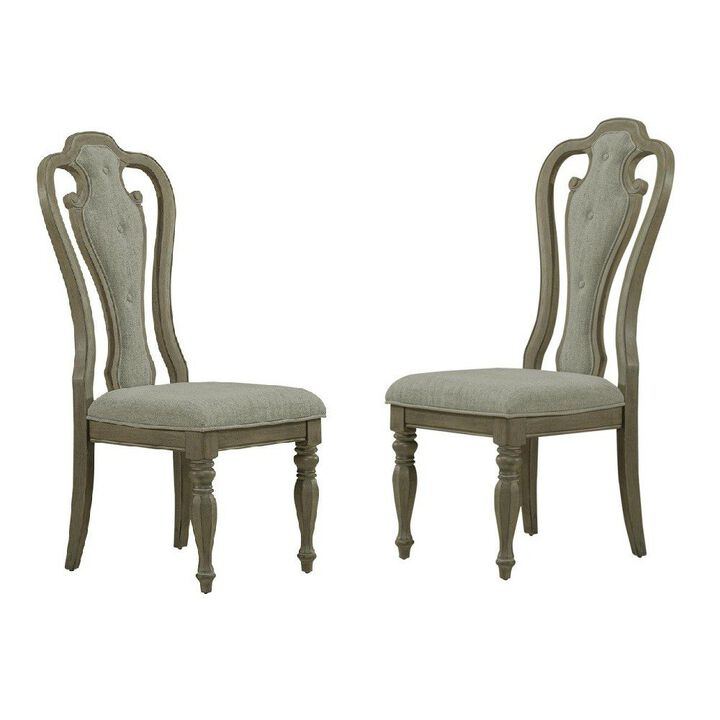 Liberty Furniture Magnolia Manor Splat Back Uph Side Chair (RTA) - Set of 2 in Weathered Bisque