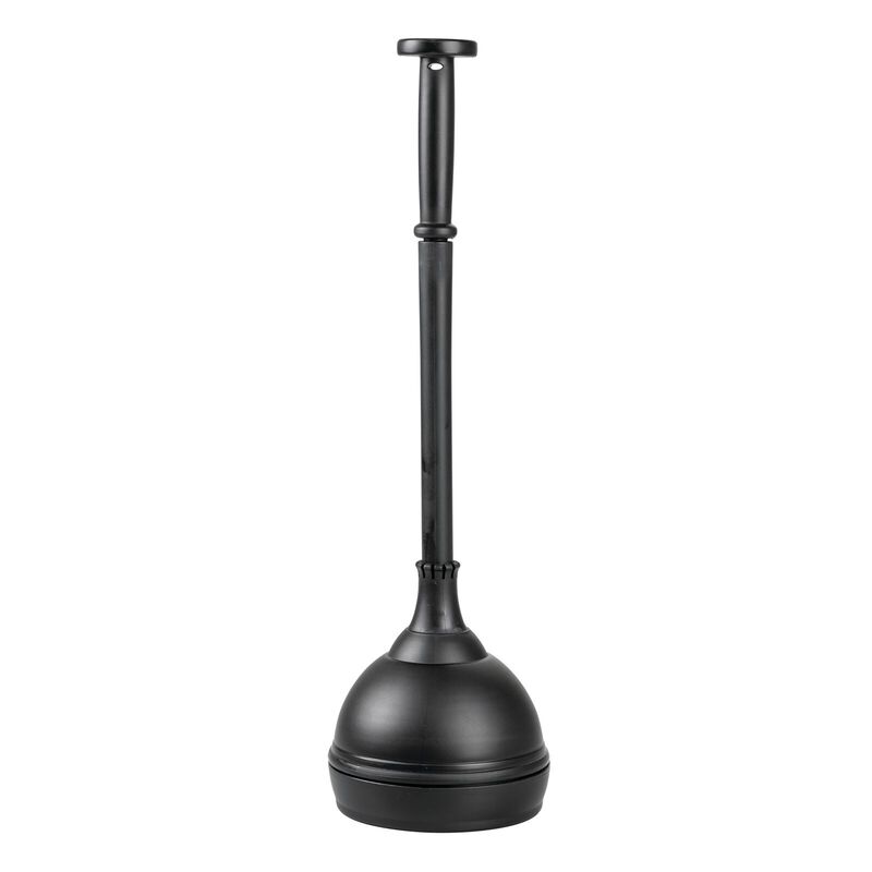 mDesign Plastic Lift and Lock Toilet Bowl Plunger with Holder