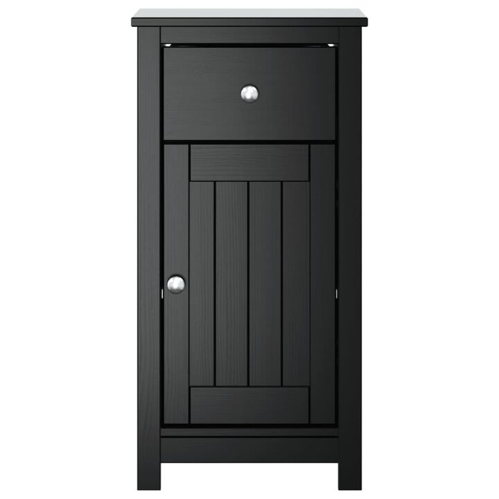 vidaXL Bathroom Cabinet BERG Black 15.7x13.4x31.5 Solid Wood Pine