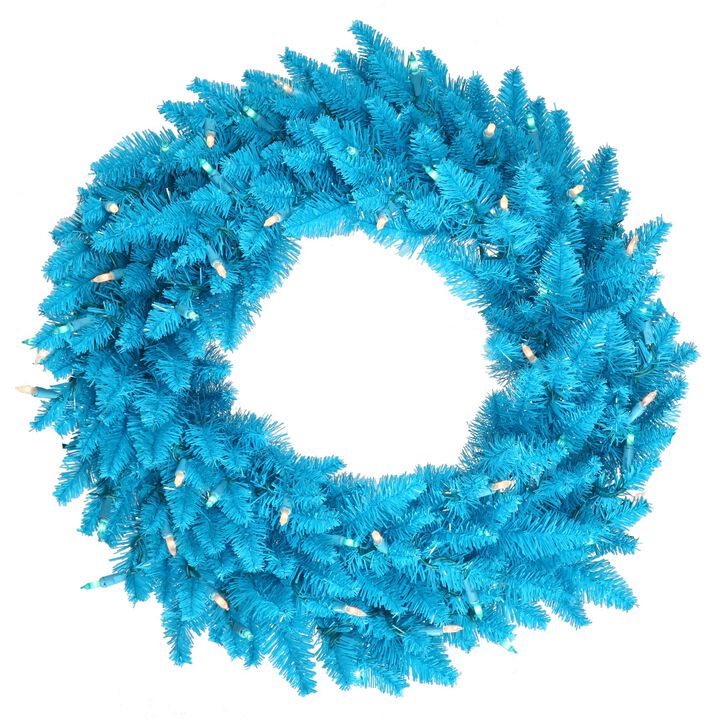 Vickerman 24" Sky Blue Fir Artificial Christmas Wreath, Unlit - Faux Fir Christmas Wreath - Indoor Seasonal Home Decor