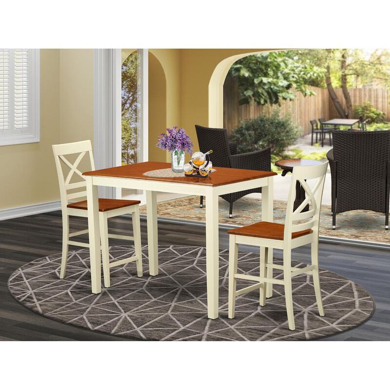 East West Furniture 3  Pc  counter  height  pub  set-pub  Table  and  2  counter  height  Chairs