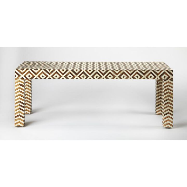 Butler Specialty Crispin Wood & Bone Inlay 48"W Bench, Light Brown