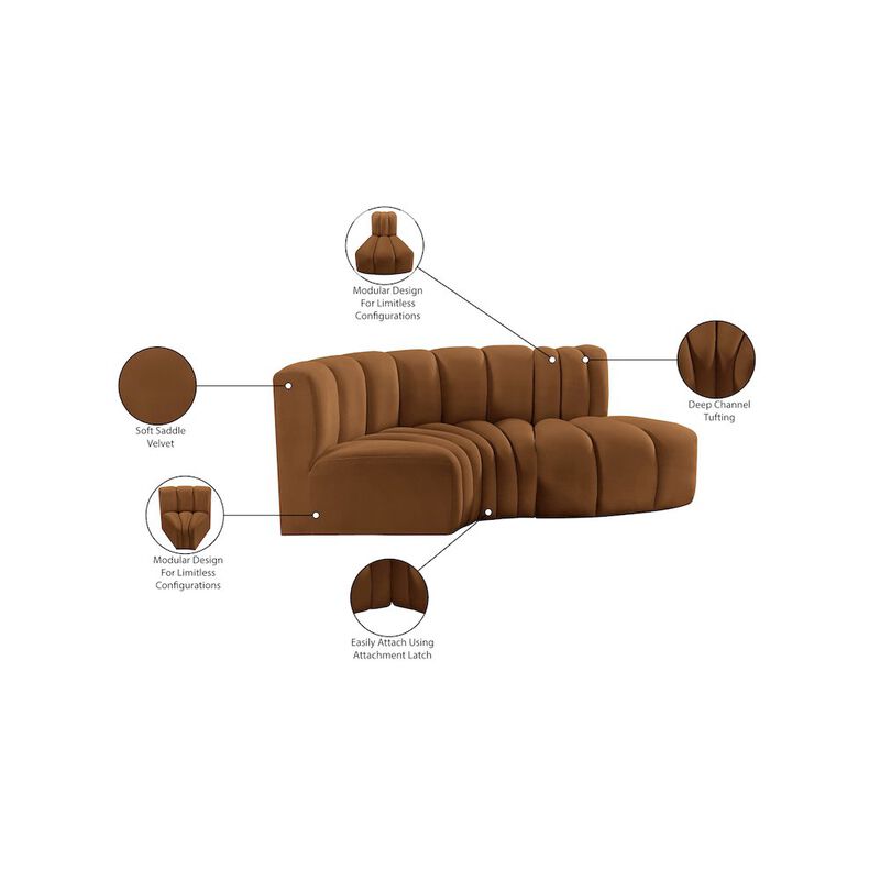 Meridian Furniture Arc Saddle Velvet Modular Sofa