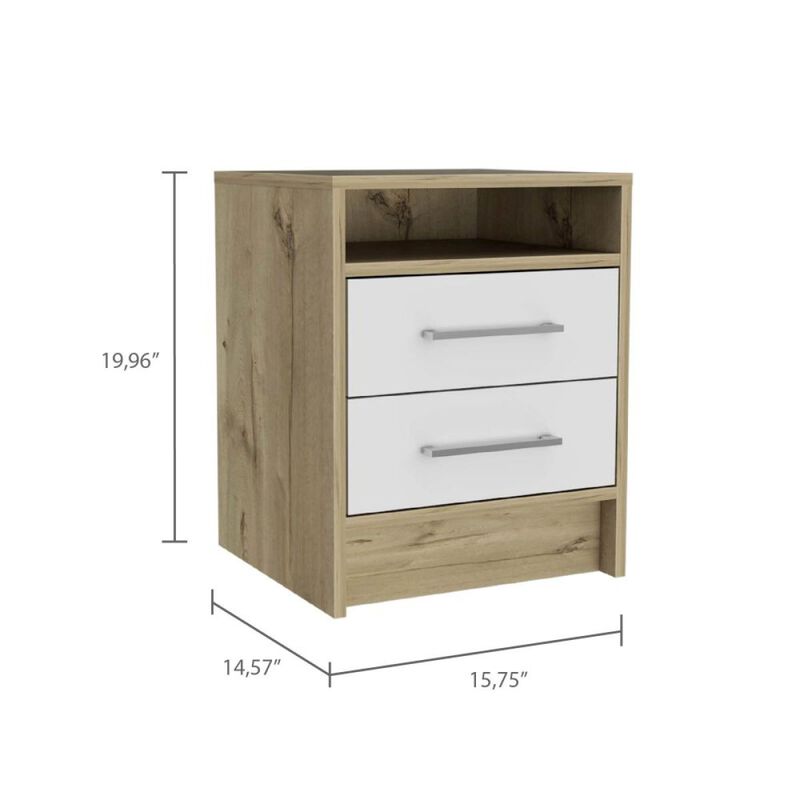 Streamdale Eter Nightstand, Superior Top, Two Drawers - Light Oak