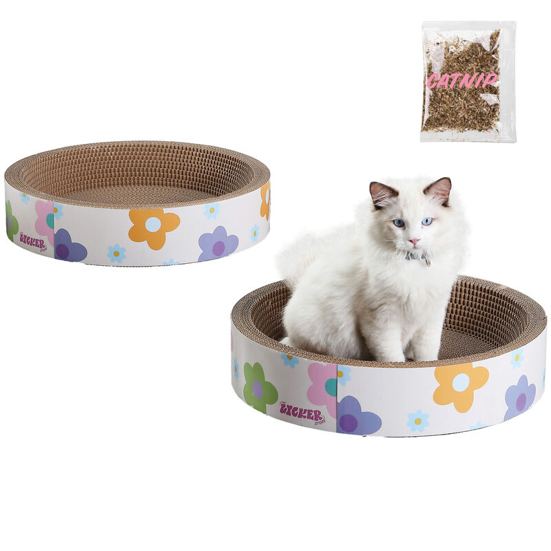 Daisy Modern Cardboard Bowl Cat Scratcher with Catnip