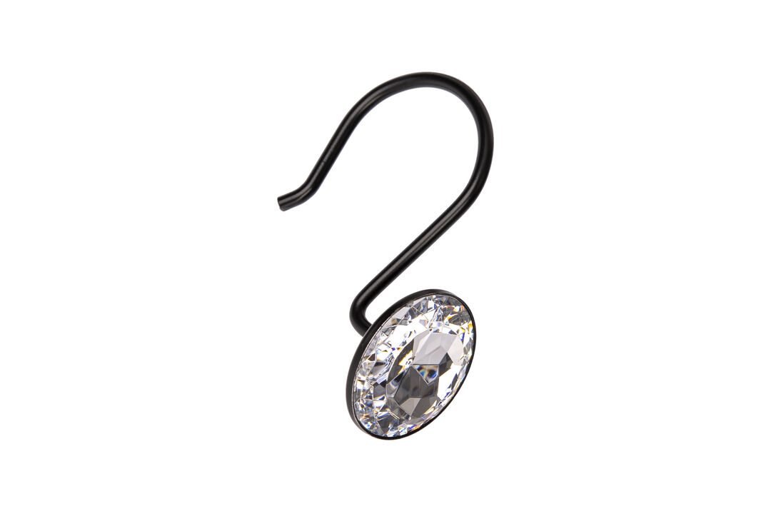 Utopia Alley Rust-Resistant Metal Shower Curtain Hooks with Large Crystal, Set of 12