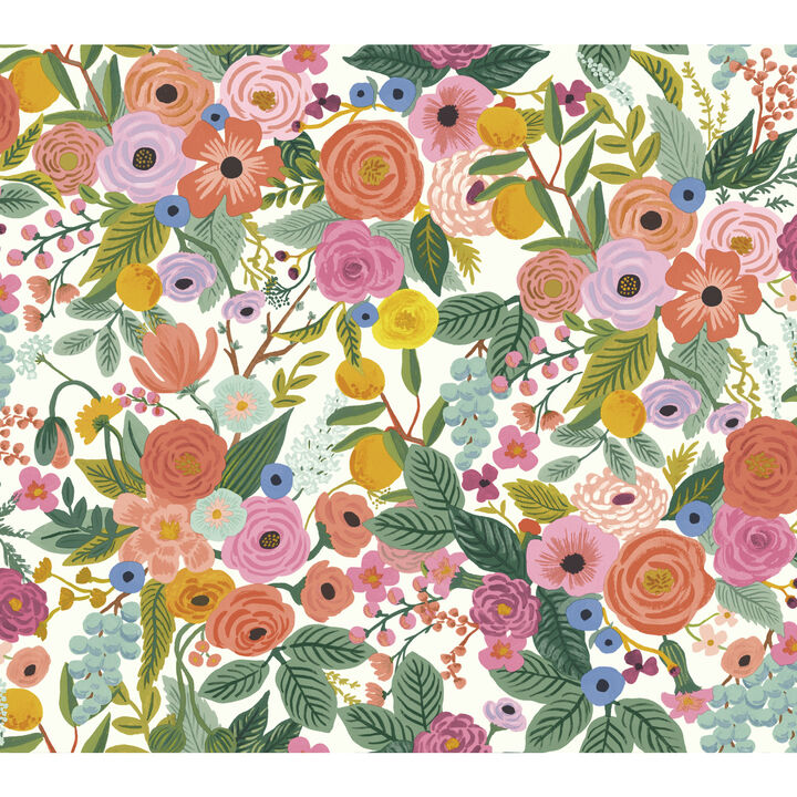 Garden Party Coral & Orange Wallpaper