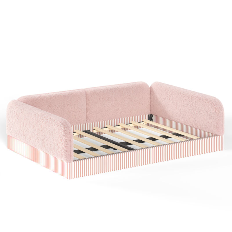 Hemzas Teddy Boucl&eacute; Upholstered Kids Daybed Frame image number 4